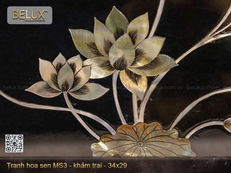 Tranh hoa sen khảm trai MS3 kt 34x29cm&nbsp;